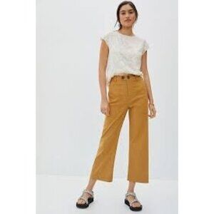 Maeve Golden Mustard Wide-Leg Cropped Pants